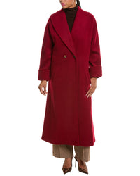 Pascale La Mode Long Belted Wool-Blend Overcoat
