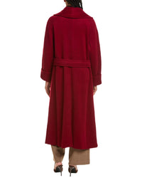Pascale La Mode Long Belted Wool-Blend Overcoat