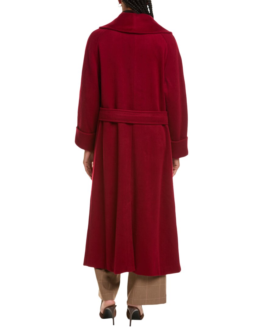Pascale La Mode Long Belted Wool-Blend Overcoat