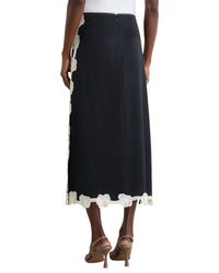 Reiss Doa Satin Floral Lace Trim Midi Skirt