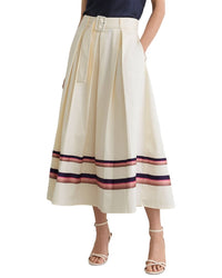 Reiss Reiss Rian Stripe Detail Belted Midi Skirt