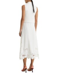 Reiss Reiss Phoenix Rib Knit Mix Broderie Midi Dress