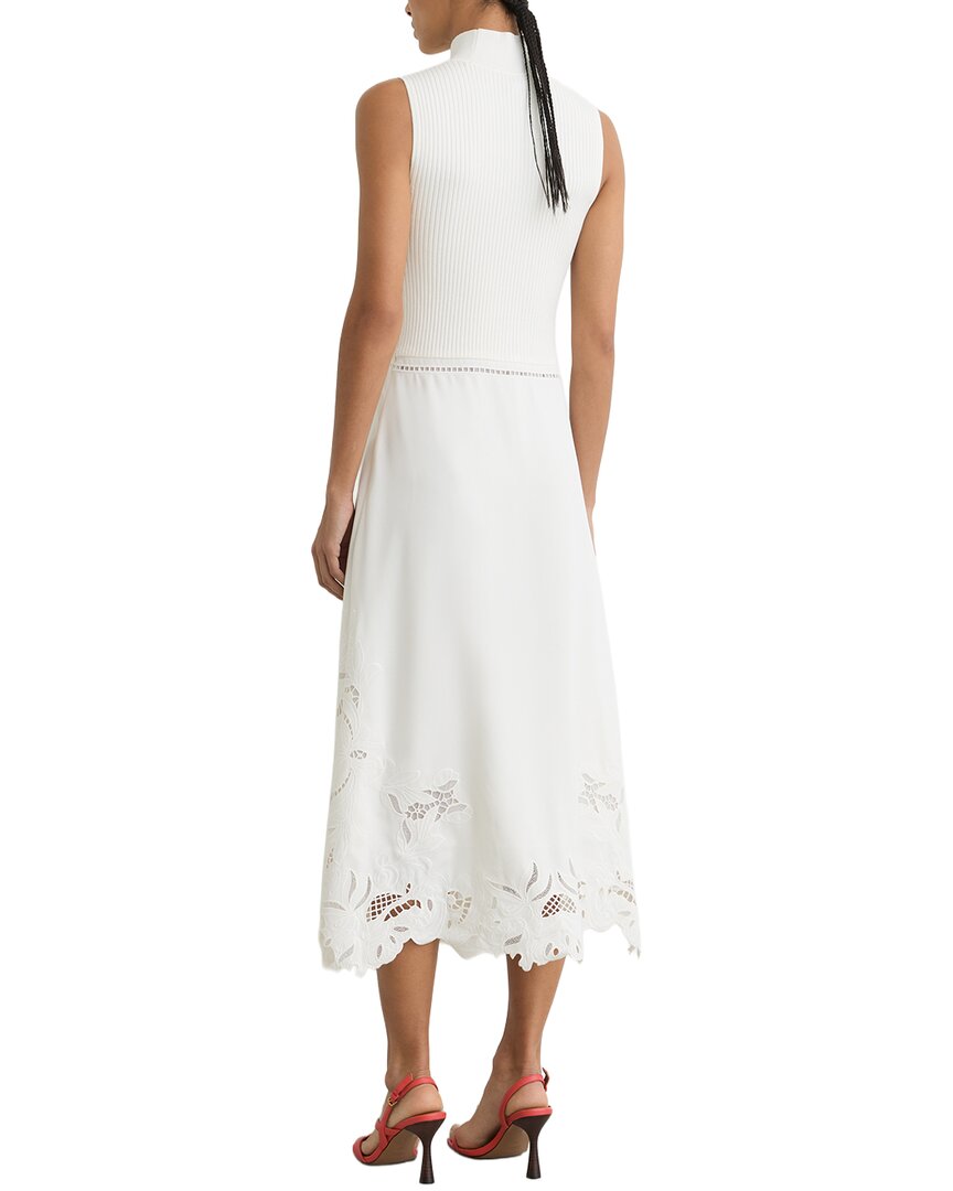 Reiss Reiss Phoenix Rib Knit Mix Broderie Midi Dress