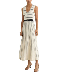 Reiss Reiss Mallory Sleeveless Stripe Knitted Midi Dress