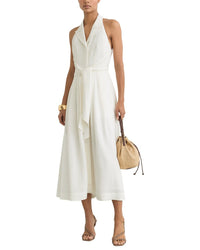 Reiss Reiss Tor Sleeveless Tie Front Linen-Blend Midi Dress