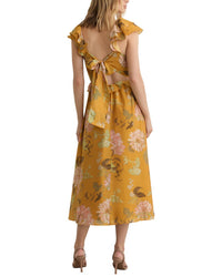 Reiss Reiss Lucy Floral Print Frill Trim Midi Dress