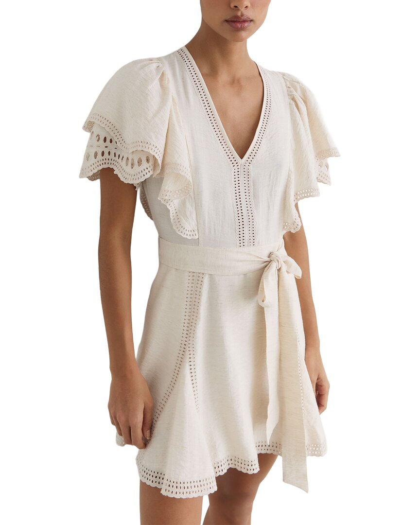 Reiss Reiss Opal Broderie Anglaise Belted Linen-Blend Flippy Dress