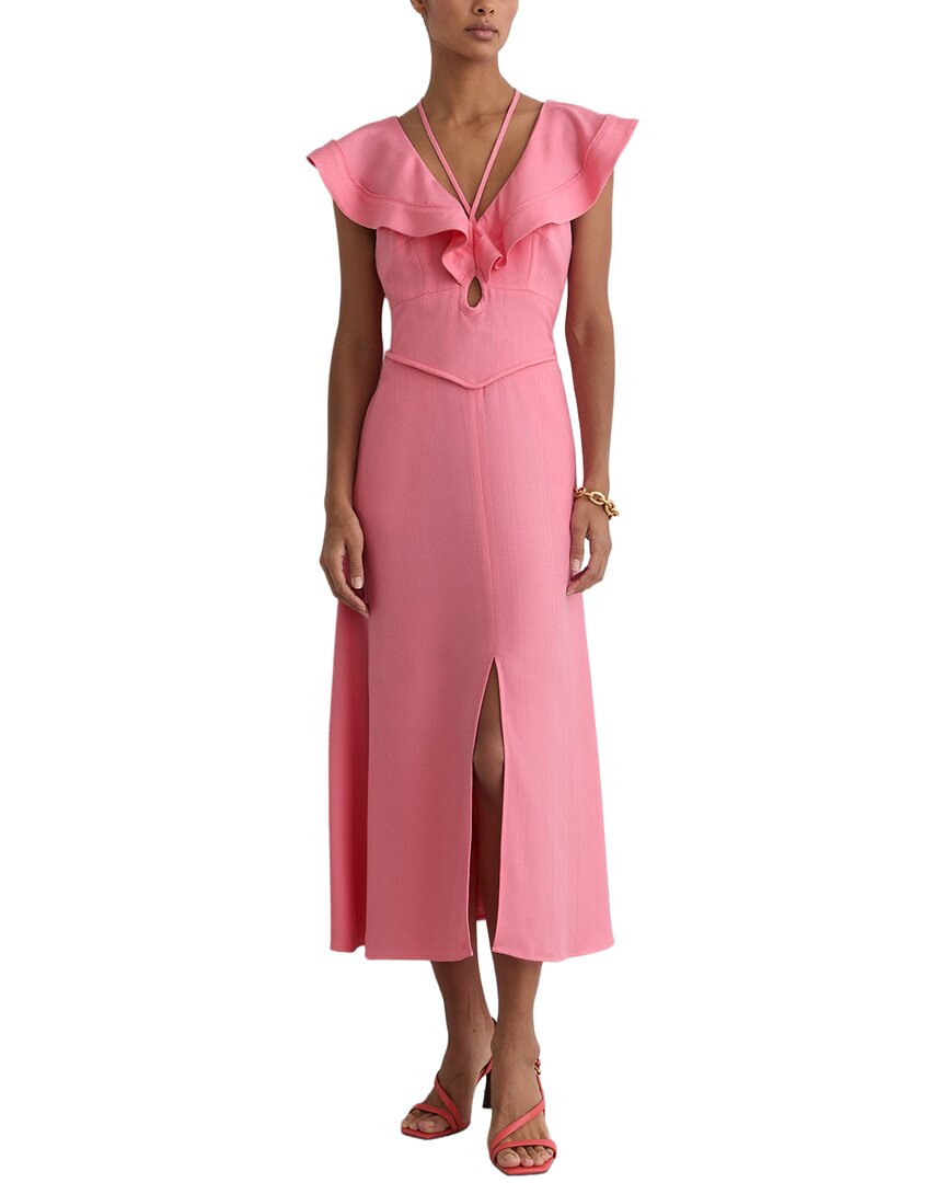 Reiss Reiss Giselle Ruffle Tie Neck Keyhole Midi Dress