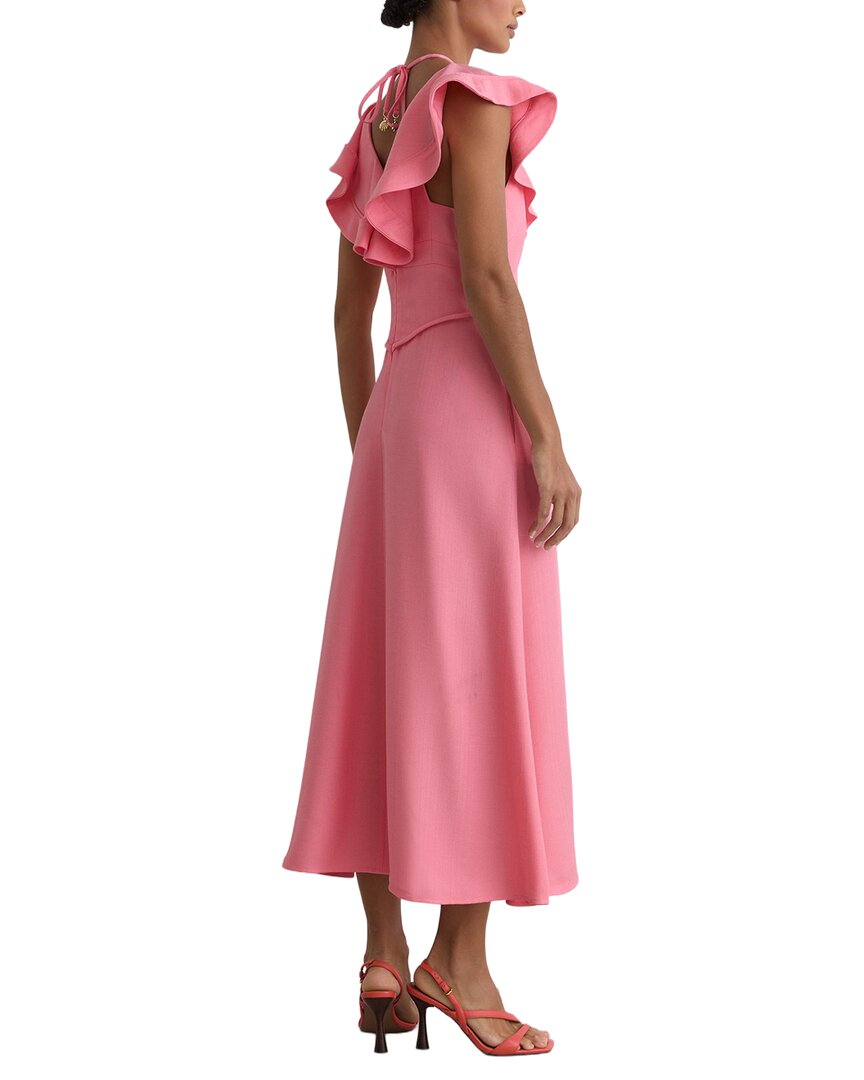 Reiss Reiss Giselle Ruffle Tie Neck Keyhole Midi Dress