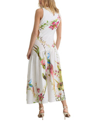 Reiss Reiss Bianca Linen Floral Print Cut Out Midi Dress