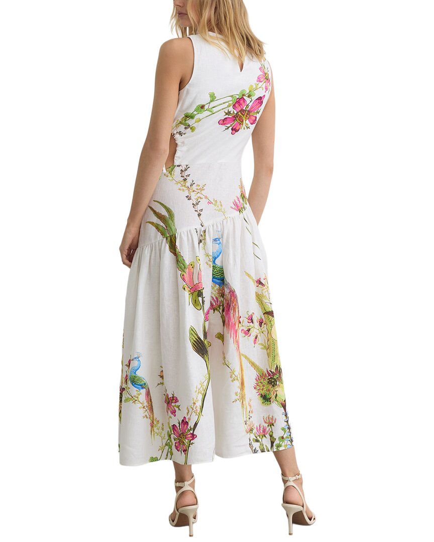Reiss Reiss Bianca Linen Floral Print Cut Out Midi Dress