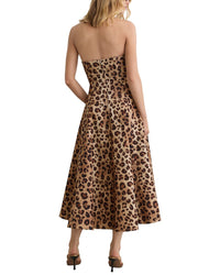 Reiss Reiss Ramona Strapless Leopard Print Corset Midi Dress