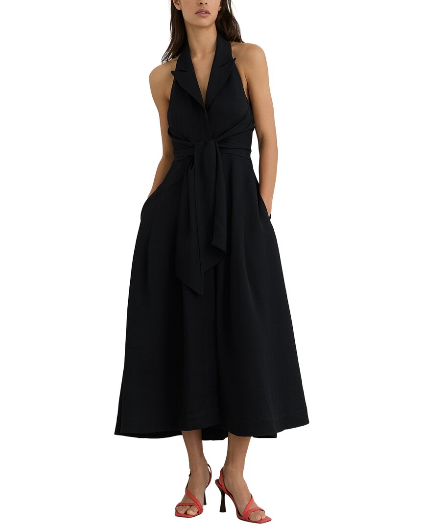Reiss Reiss Tor Halter Neck Belted Linen-Blend Midi Dress