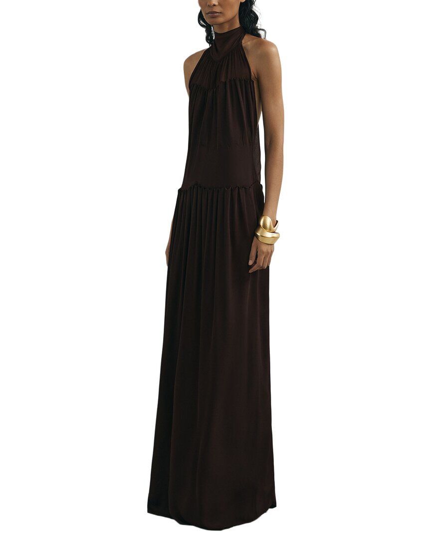 Reiss Reiss Luna Atelier Chiffon Draped Halter Neck Maxi Dress