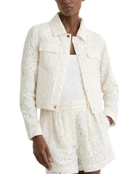 Reiss Reiss Lori Collared Lace Press Stud Jacket