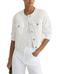 Reiss Reiss Medora Collarless Cropped Denim Jacket