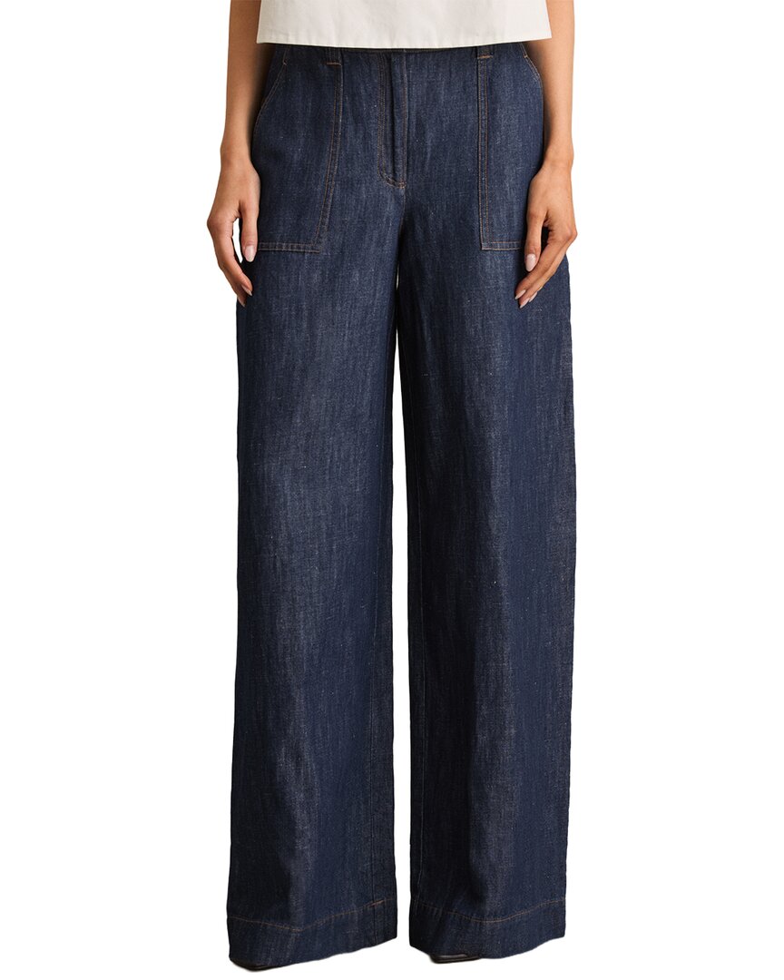 Reiss Ashby Linen-Blend Wide Leg Trouser