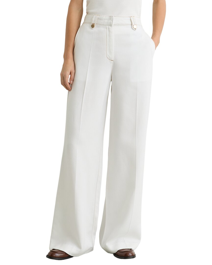 Reiss Reiss Kaia Lyocell Topstitched Wide Leg Trouser