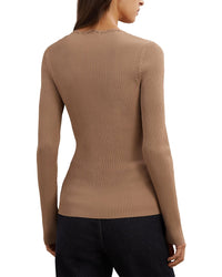 Reiss Lara Crochet Trim Rib Knit Top