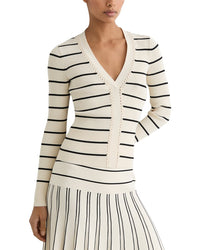 Reiss Reiss Lauralee Stripe Craft Stitch Rib Knit Top