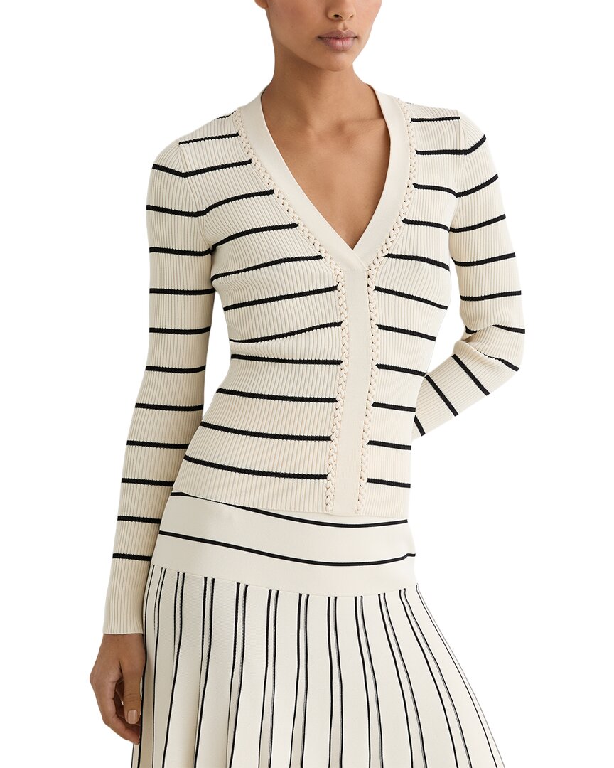 Reiss Reiss Lauralee Stripe Craft Stitch Rib Knit Top