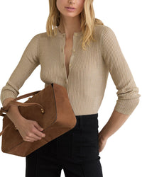 Reiss Reiss Milo Metallic Rib Knit Cardigan
