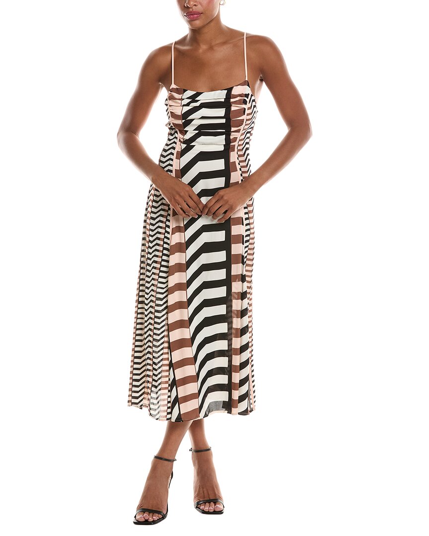 Reiss Reiss Georgie Chevron Stripe Ruched Midi Dress