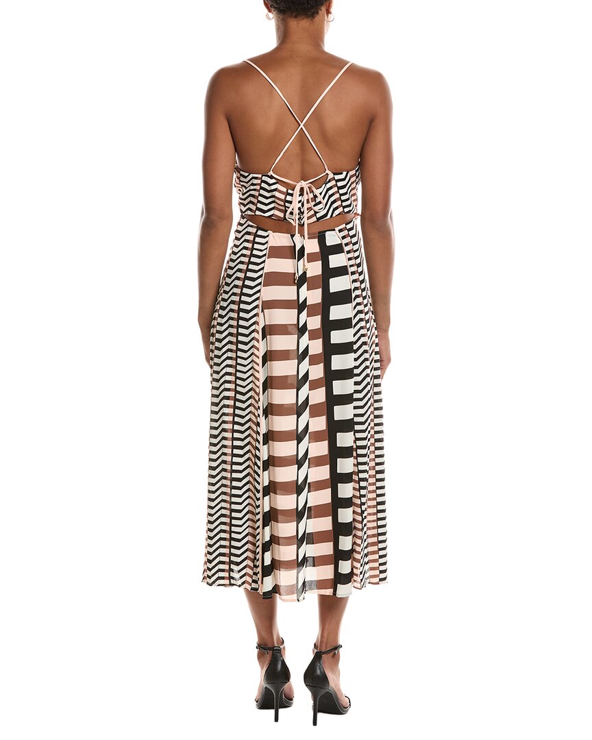 Reiss Reiss Georgie Chevron Stripe Ruched Midi Dress
