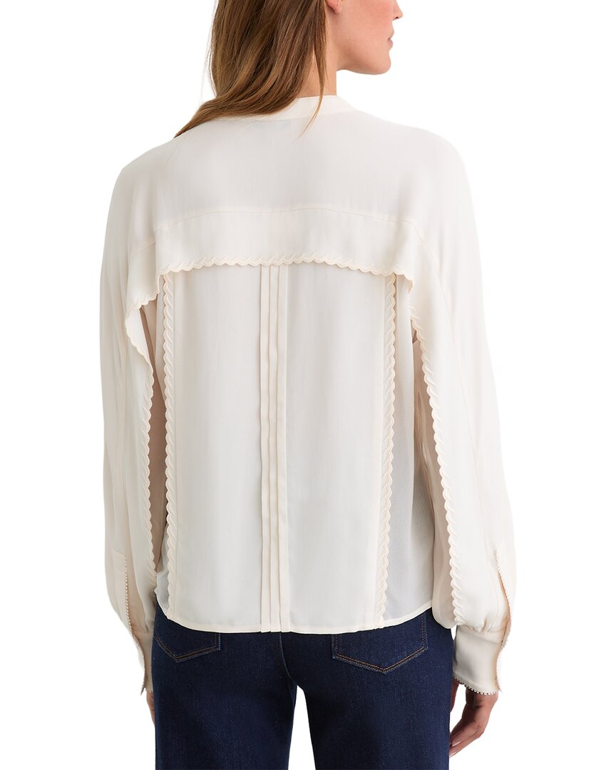 Reiss Reiss Maddie Pleated Embroidered Long Sleeve Blouse