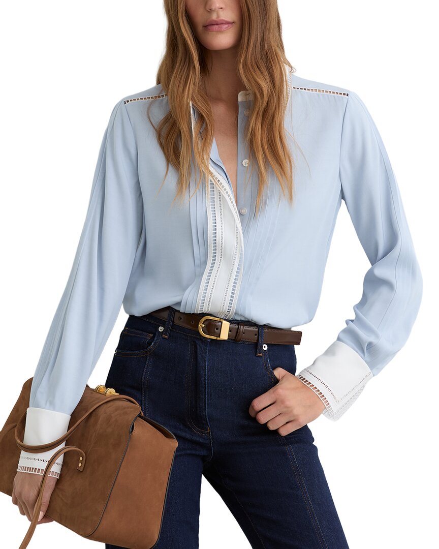 Reiss Reiss Luma Lace Trim Tipped Long Sleeve Shirt