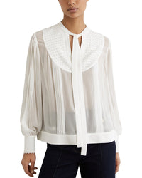 Reiss Reiss Casey Georgette Tie Neck Beaded Blouse