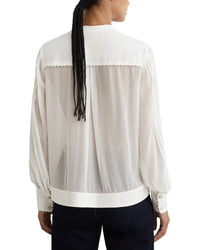 Reiss Reiss Casey Georgette Tie Neck Beaded Blouse