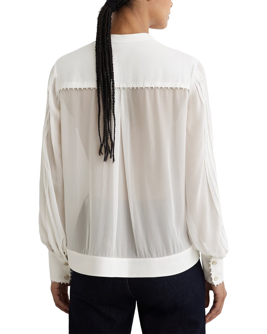Reiss Reiss Casey Georgette Tie Neck Beaded Blouse