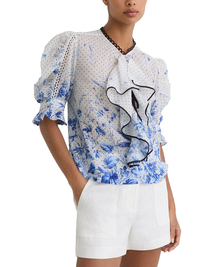 Reiss Reiss Minni Floral Print Ruffle Blouse