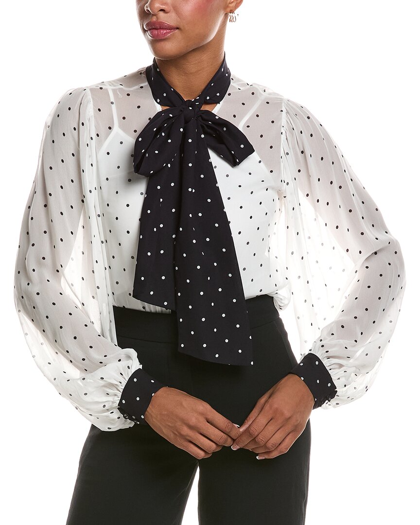 Reiss Reiss Arial Polka Dot Tie Neck Blouse