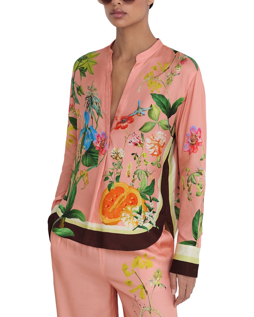 Reiss Reiss Milos Tropical Scarf Print Half Button Shirt