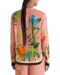 Reiss Reiss Milos Tropical Scarf Print Half Button Shirt