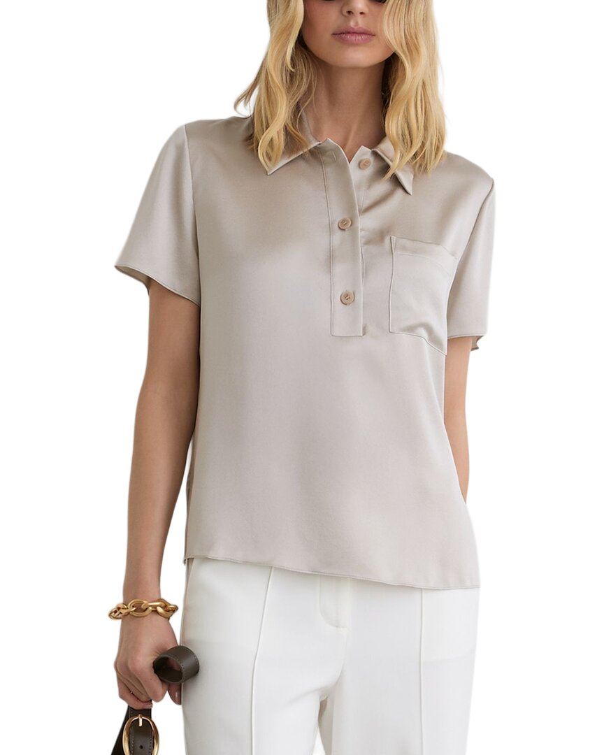 Reiss Reiss Polly Silk Half Button Short Sleeve Shirt