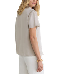 Reiss Reiss Polly Silk Half Button Short Sleeve Shirt