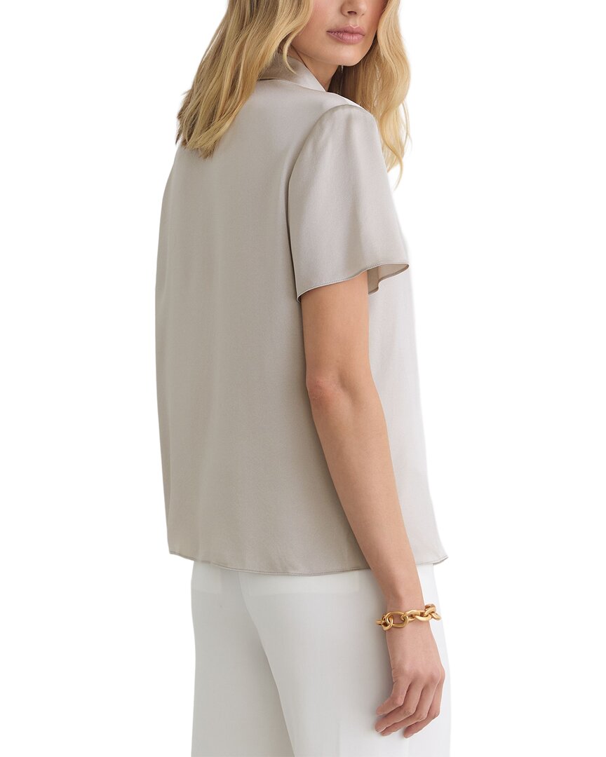 Reiss Reiss Polly Silk Half Button Short Sleeve Shirt