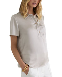 Reiss Reiss Polly Silk Half Button Short Sleeve Shirt