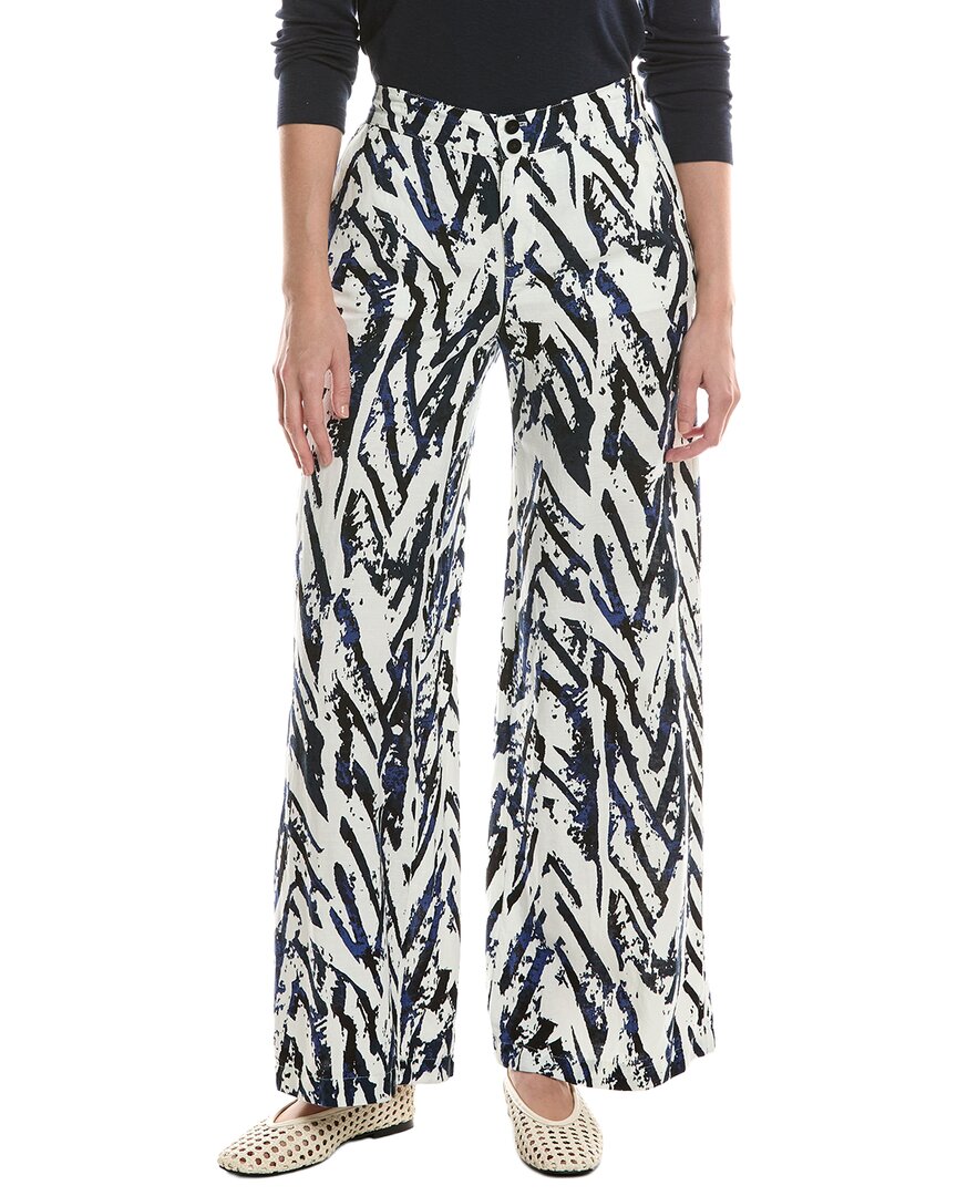 Nic & Zoe Petite Indigo Linen-Blend Wide Leg Pant