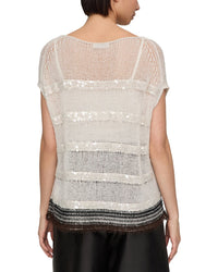 Lafayette 148 New York Lafayette 148 New York Metallic Stripe Bateau Neck Top