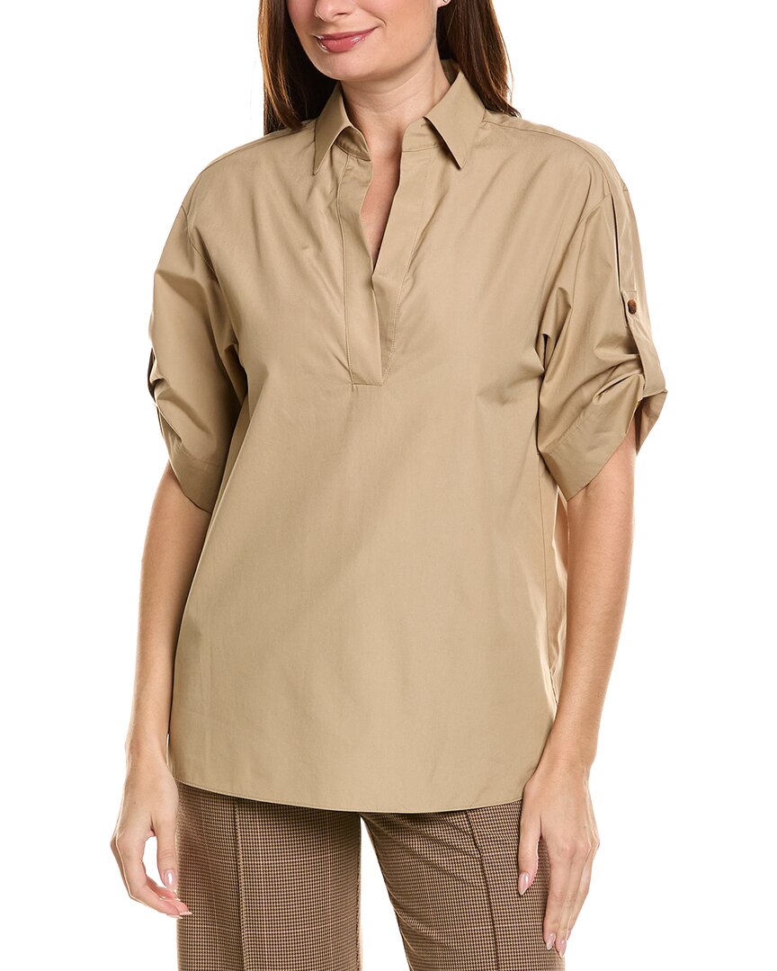 Lafayette 148 New York Tab Sleeve Popover Shirt