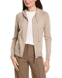 Lafayette 148 New York Raglan Sleeve Zip Front Cashmere & Silk-Blend Hoodie