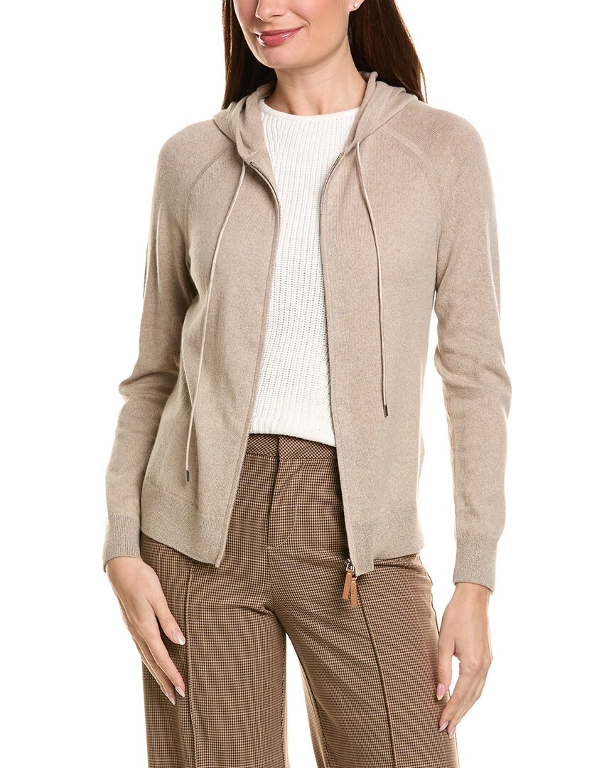 Lafayette 148 New York Raglan Sleeve Zip Front Cashmere & Silk-Blend Hoodie