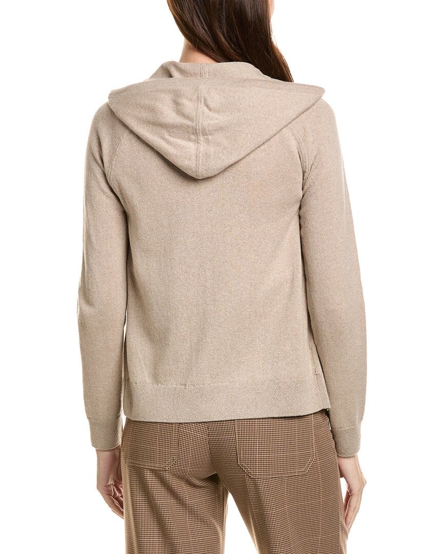 Lafayette 148 New York Raglan Sleeve Zip Front Cashmere & Silk-Blend Hoodie