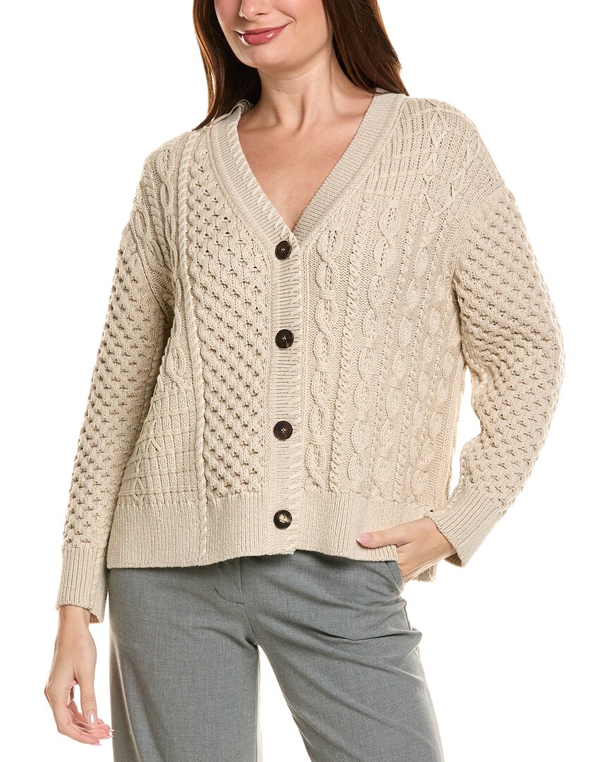 Lafayette 148 New York Mixed Stitch Button Front Wool-Blend Cardigan