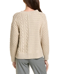 Lafayette 148 New York Mixed Stitch Button Front Wool-Blend Cardigan