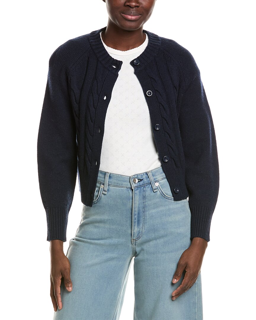 Neiman Marcus Crop Wool & Cashmere-Blend Cardigan